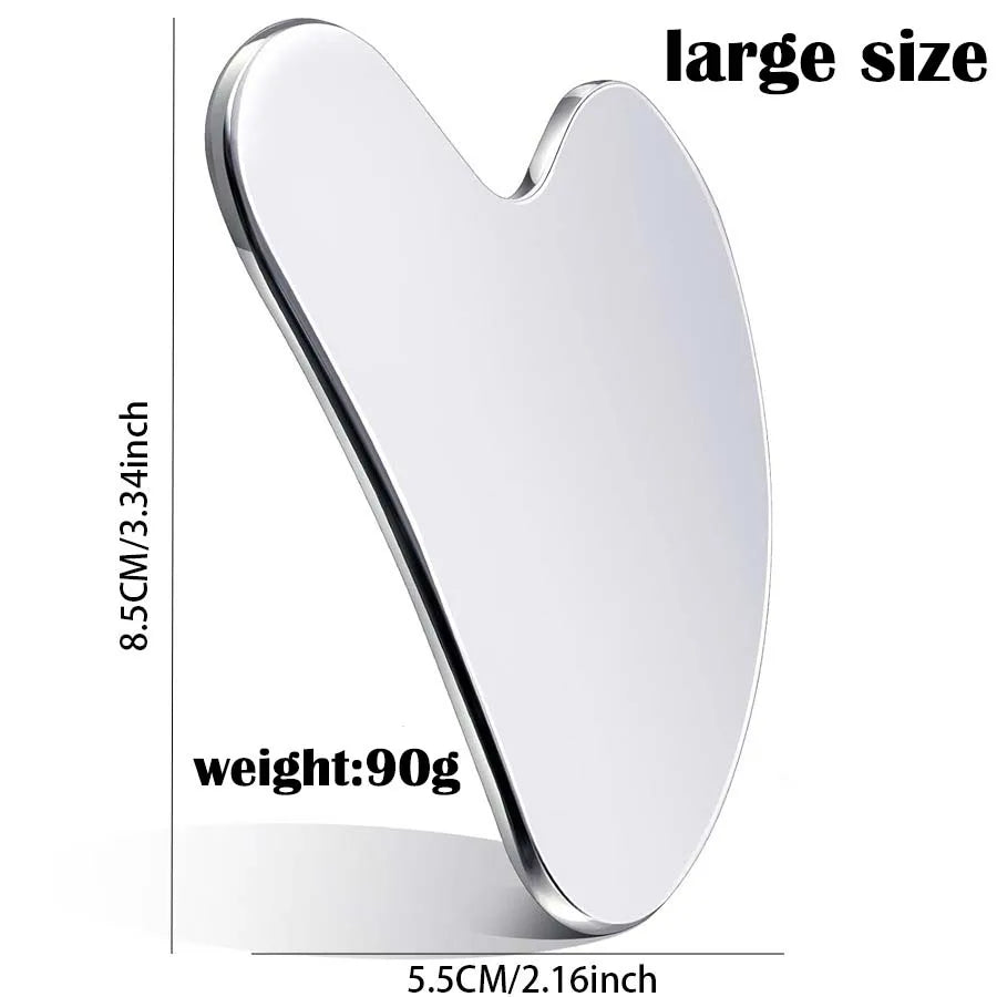 Gua Sha Board Heart Shape Stainless Steel Muscle Massage Tissue Therapy Scraping Plate Promote Blood Circulation Body Relaxation