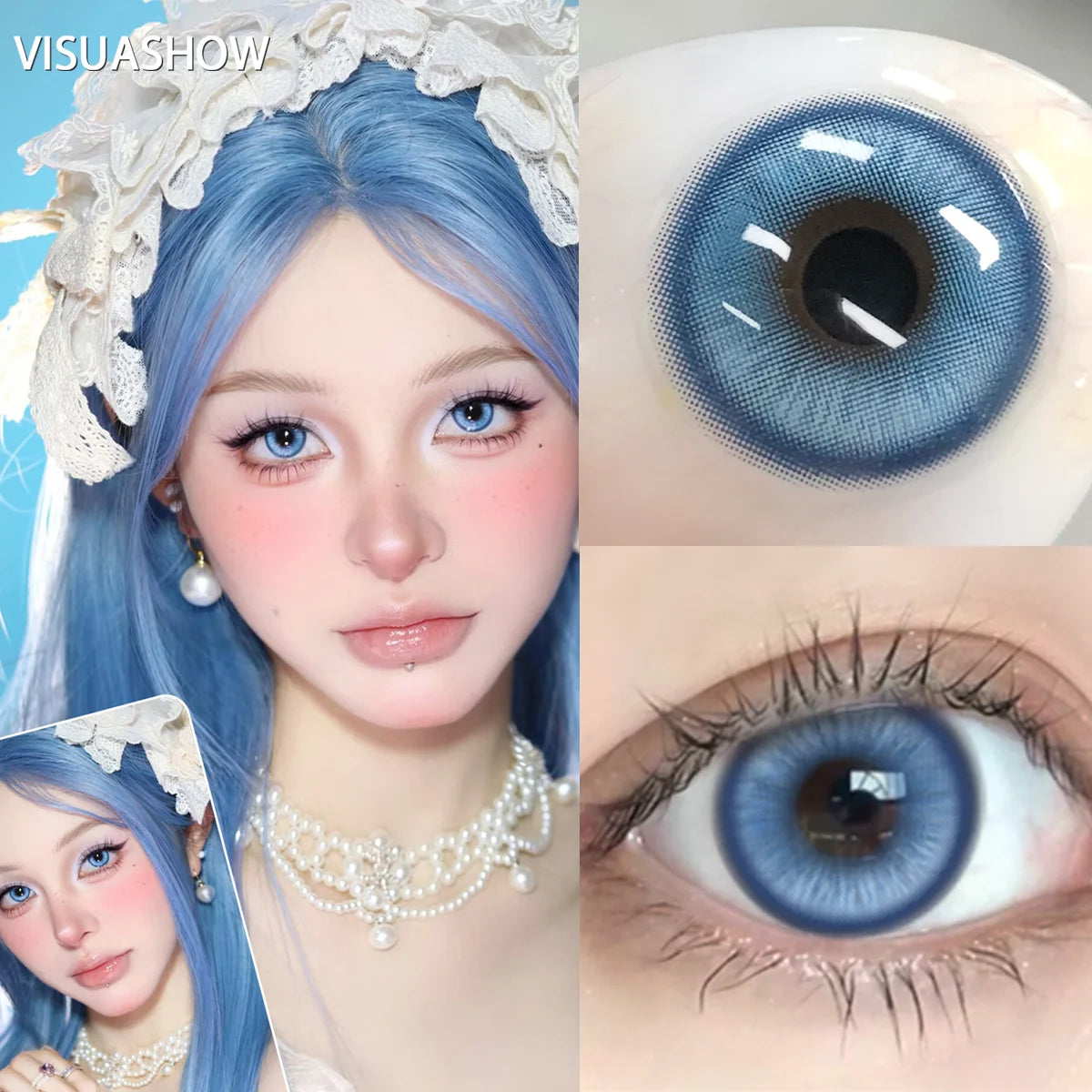 VISUASHOW 1Pair Colored Contact Lenses Cosplay Red Blue Purple Green Brown Grey Anime Lenses Halloween Beauty Cosmetic for Eyes