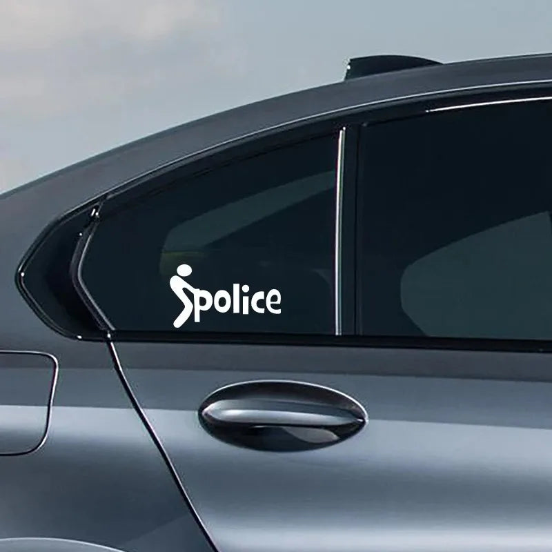 LYKX Funny Cartoon Creative Police JDM Car Decorative PVC 3D Carving Car Sticker Pattern Vinyl Decal