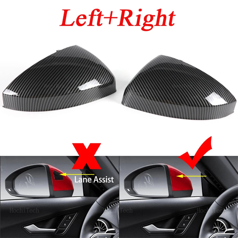 Carbon Fiber Glossy Black Replacement Rearview Side Mirror Cover Cap For Audi TT TTS RS TTRS MK3 8S 15-23 R8 2016-23 Replacement