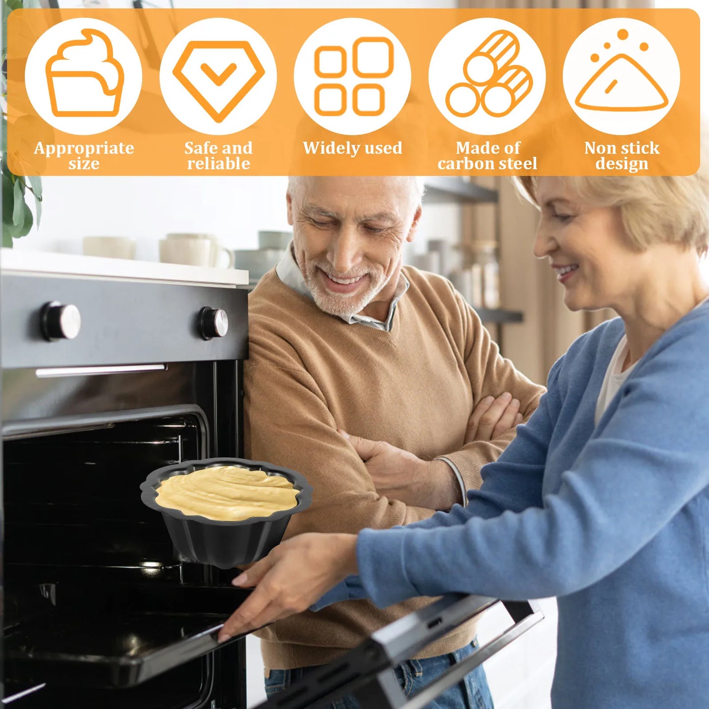 10Pcs Cake Pan Non Stick Coated Carbon Steel Cake Pan Flower Shape Cake Baking Pan Cake Baking Mold for Baking Cake Oven