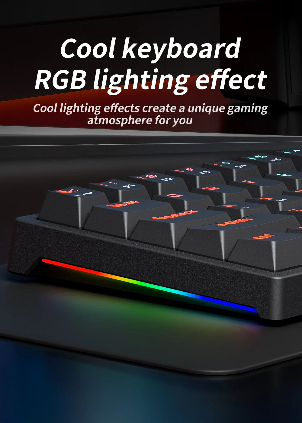 MUCAI MK61 USB Gaming Mechanical Keyboard 61 Keys Red Switch Wired Detachable Cable RGB Backlit Hot Swappable
