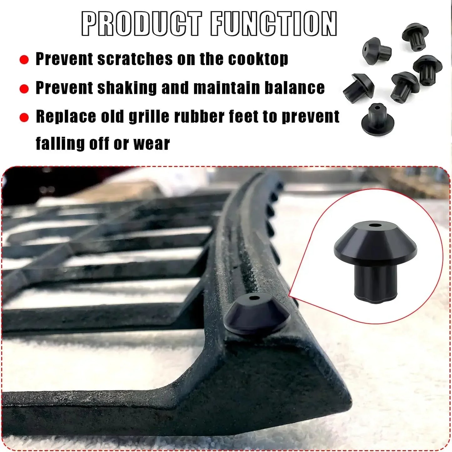 16pcs Rubber Grate Feet Rubber Foot Gas Range Burner Grate Rubber Feet Replace Part for GE WB2K101 WB02T10461 AP2622260 PS241358
