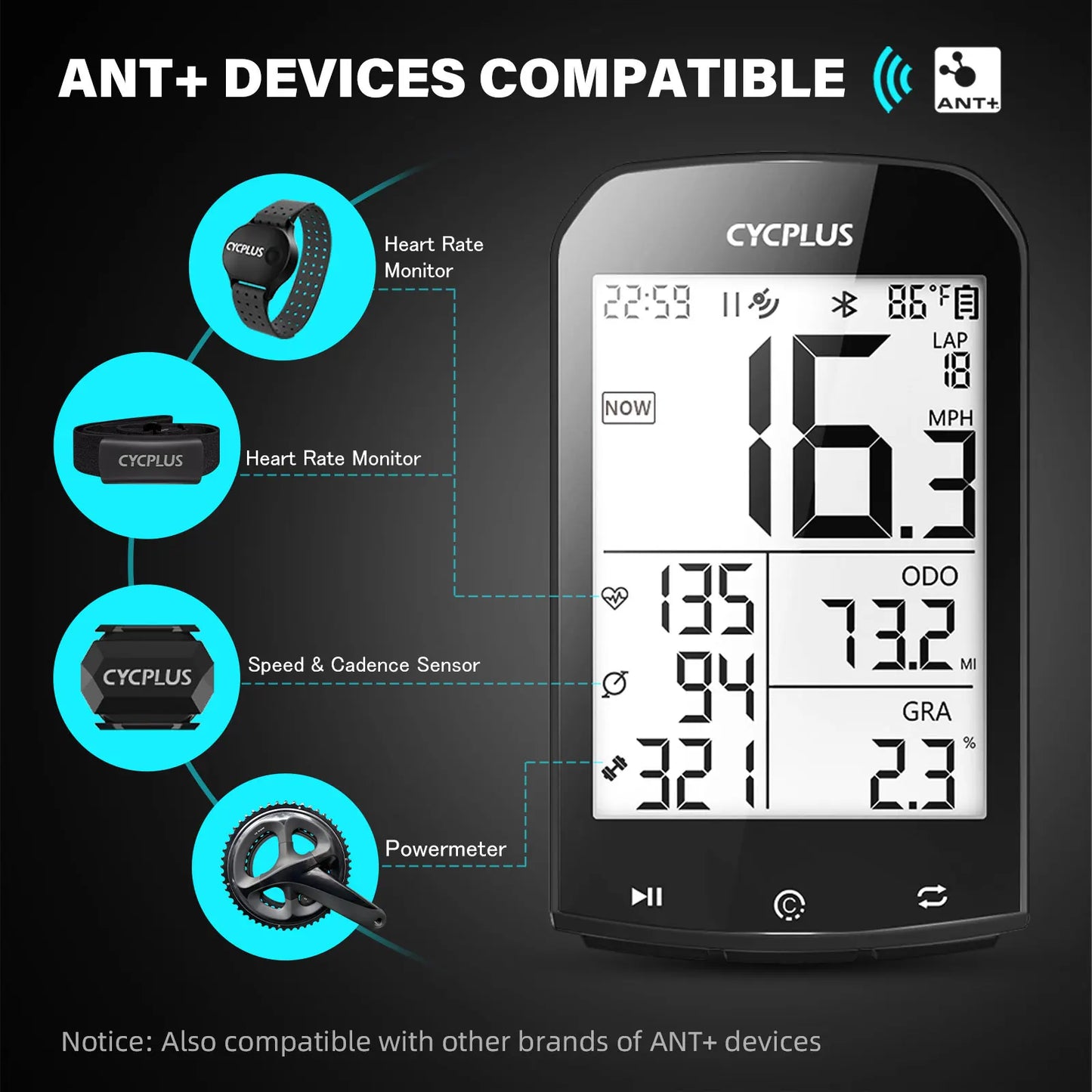 GPS Bike Computer Wireless CYCPLUS M1 Waterproof Speedometer Odometer ANT+ Bluetooth5.0 Cycling Bicycle Accessories