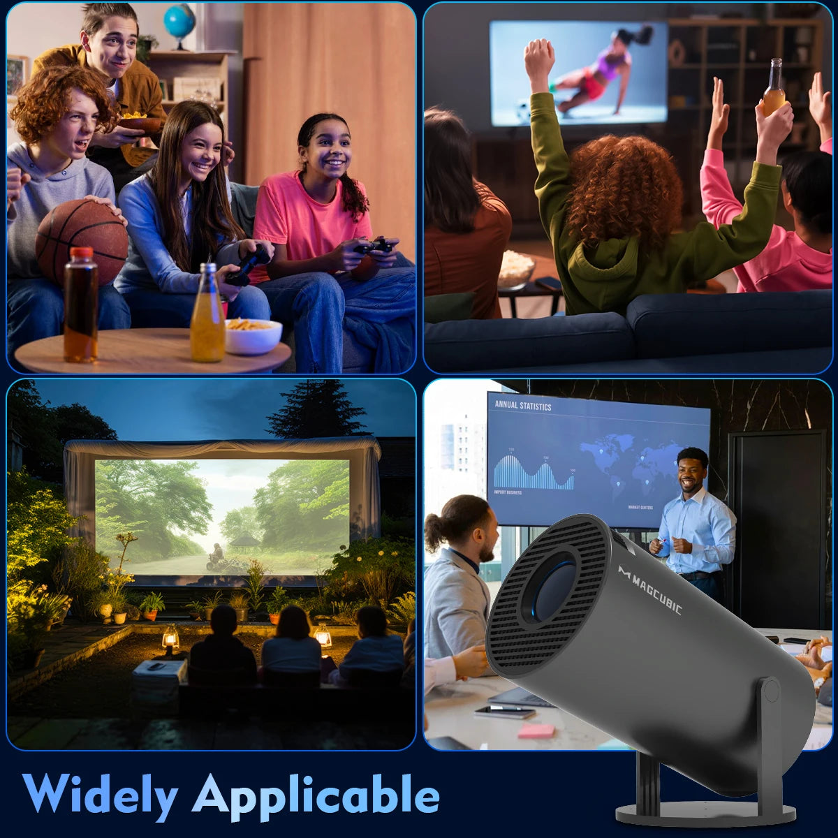 Magcubic Projector Android11 4K 1280*720P HY300 Pro Dual Wifi 260ANSI 180 Flexible BT5.0 Cinema Outdoor Portable Projetor