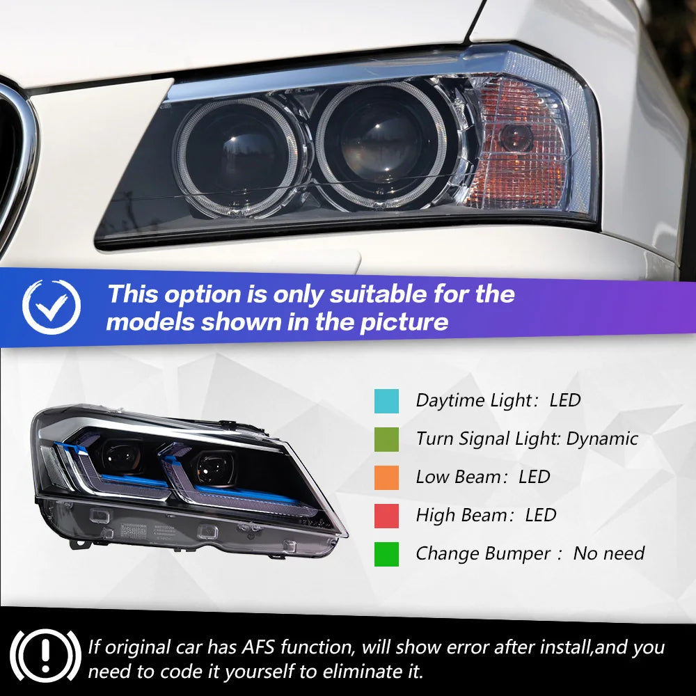 AKD Head Lamp for BMW X3 F25  LED Headlight 2010-2013 Headlights X3 DRL Turn Signal High Beam Angel Eye Projector Lens