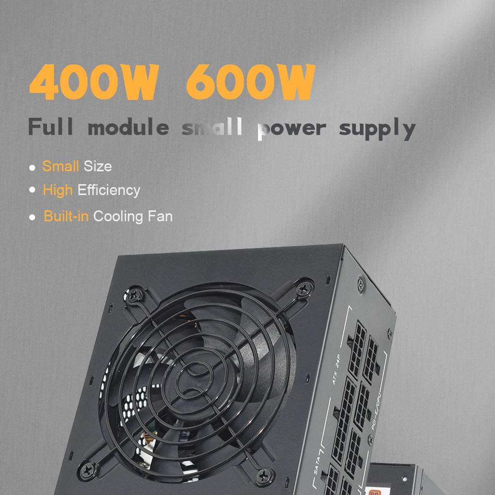 80Plus Bronze 400W 600W 110-230V Full Modular SFX Micro PC PSU High Efficiency Silent Fan Game Computer Power Supply
