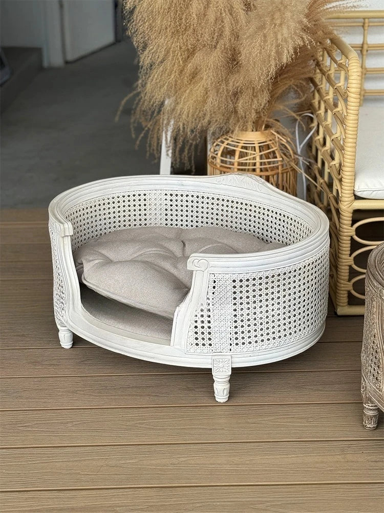 Sofa Or Bed For Pets Ariny Made From Mahogany Wood White Distressed Color