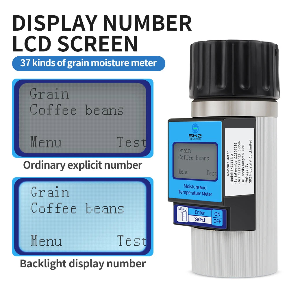 Smart Grain Moisture Meter For 37 Kinds Grains Humidity Tester Corn Wheat Peanut Seed Rice Coffee Bean Hygrometer Moisture Meter