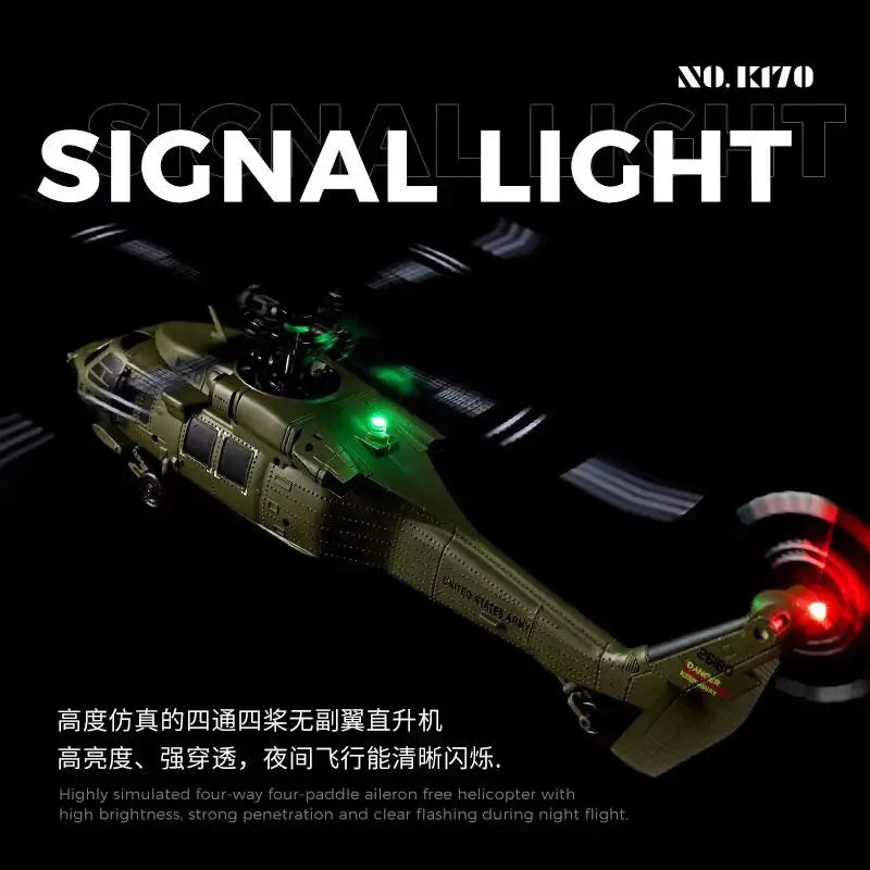 Wltoys K170 Black Hawk Uh60l Remote-Controlled Helicopter Four Channel Four Propeller Simulation Brushless Fixed Height Model