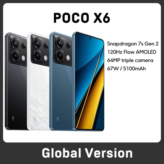 POCO X6 5G Global Version Smartphone Snapdragon 7s Gen 2 Octa Core 120Hz Flow AMOLED Display 64MP Camera 67W Turbo Charging NFC