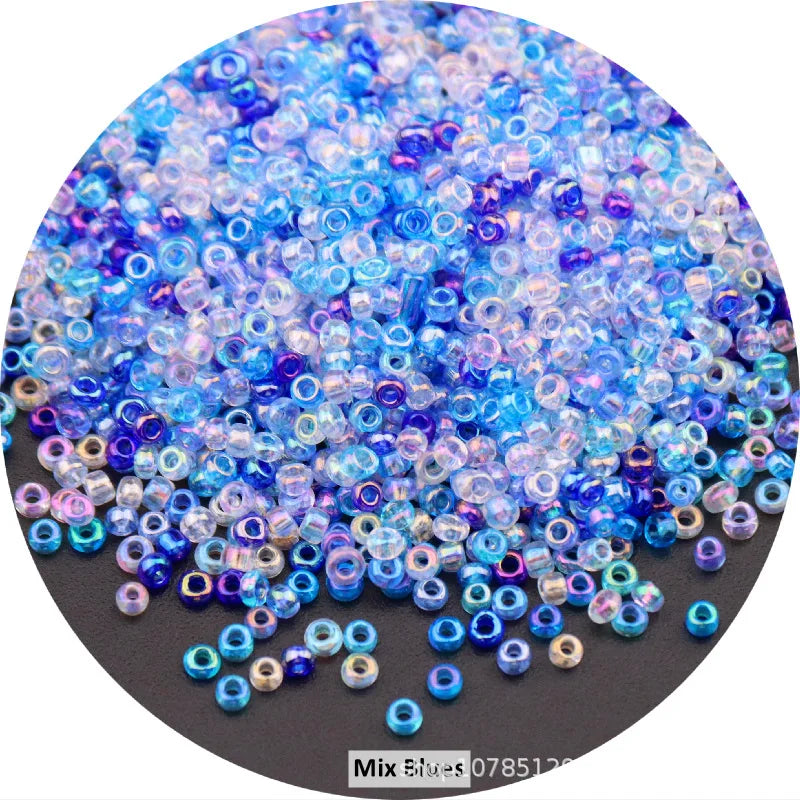 1.5mm 2mm 3mm 4mm Cezch Clear AB Colorful Glass Beads 15/0 12/0 8/0 6/0 Loose Seedbeads for Needlework Jewelry Making DIY Sewing