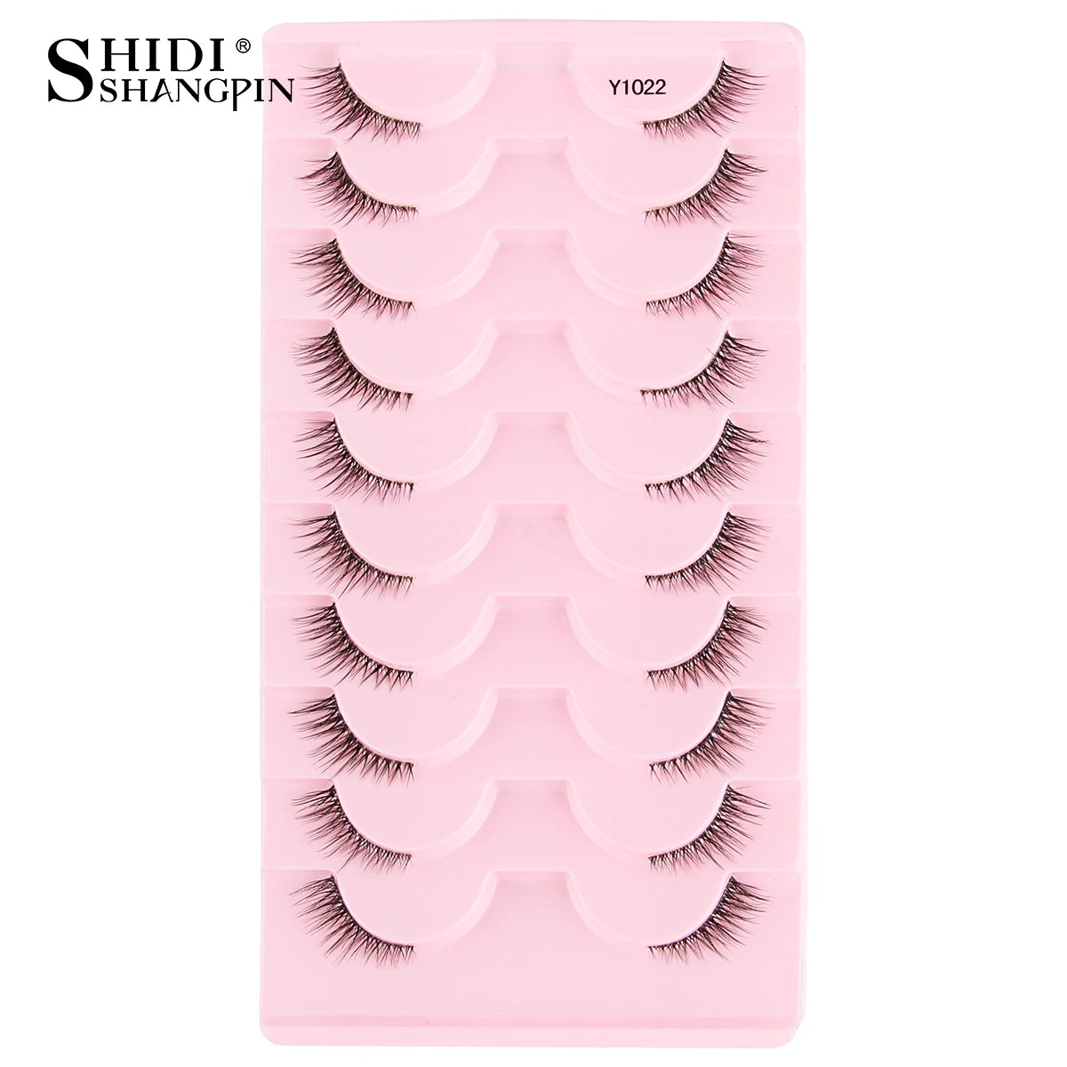 3/5/10Pairs Half False Lashes Natural Short 3D Cat Fake Mink Eyelashes Extension Winged Fluffy Wispy Faux Cils Clear Band Makeup
