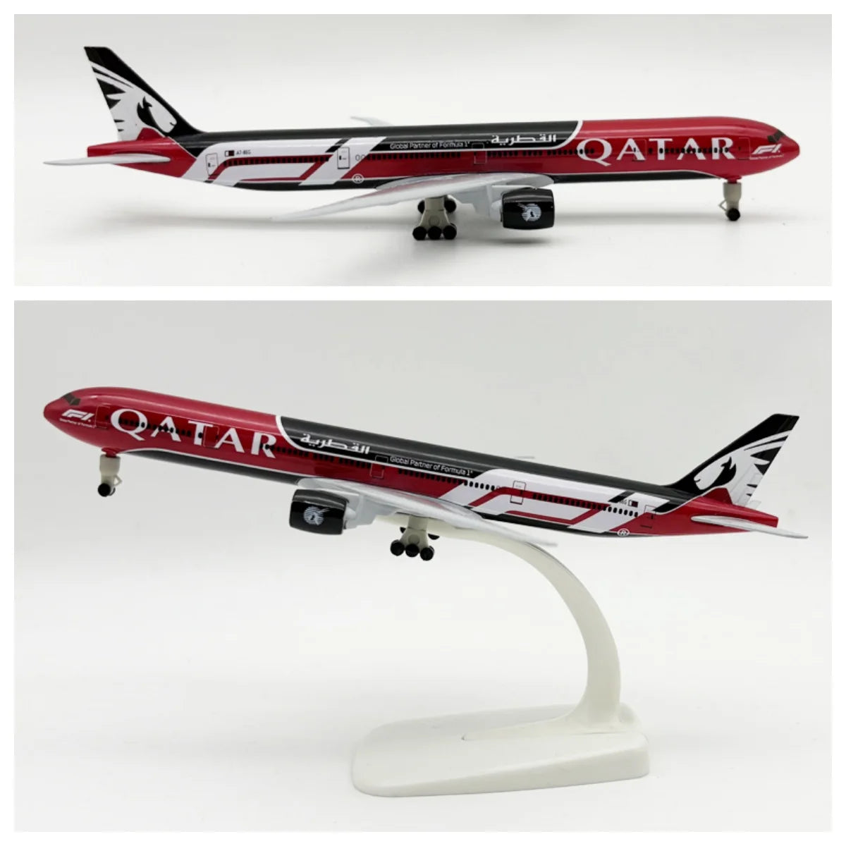 20cm Metal Scale Aircraft 777-300 Qatar Airways With Wheels Die-Cast Airplane Collectible For Aviation Enthusiast Gift