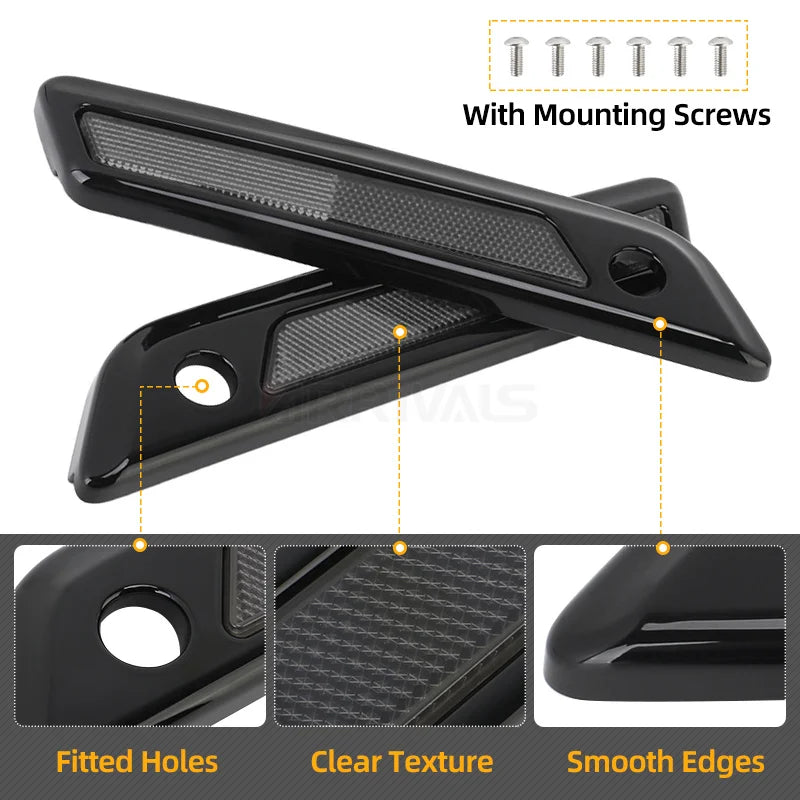 Motorcycle Black Hard Saddlebag Latch Cover Smoke Reflectors For Harley Touring Road King Road Glide Street Glide 2014-up