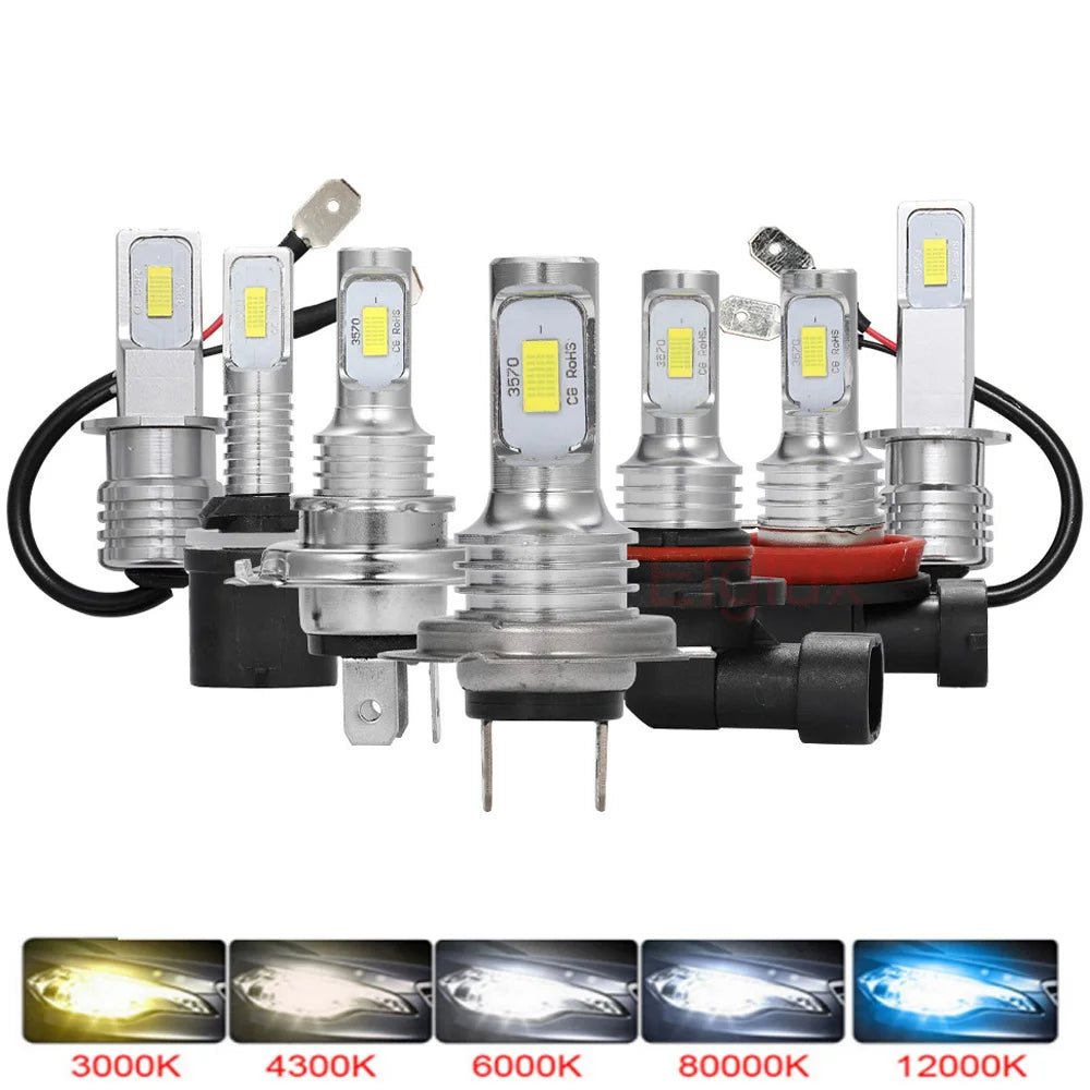 2Pcs LED Car Headlight H4 H7 H11 H10 Bulbs 3000K 6000K 4300K 9005 HB3 9006 HB4 H8 H1 H3 Auto Lights Automobile Driving Fog Lamp