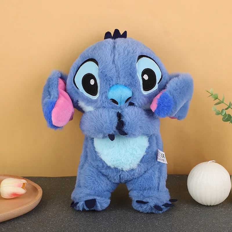 New Disney Lilo&Stitch Plush Doll With Breath Child Peluche Soothes Toy Anime Baby Music Light Sleep Toys Pink Stitch Kids Gifts