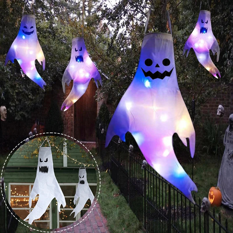 Ghost Lantern Halloween Decoration Hanging Flag Halloween Ghost Windsock Outdoor Pendants The Day of Dead Party Decor