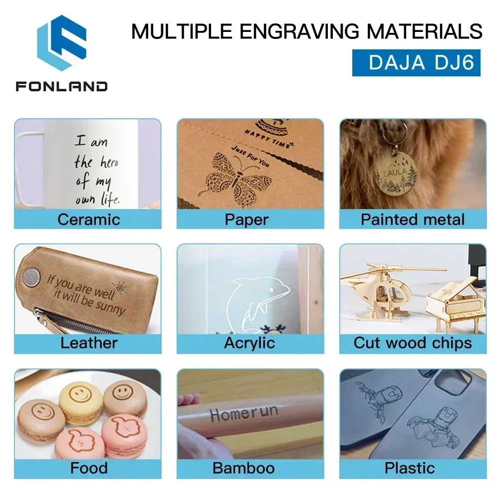 FONLAND DJ6 Laser Engraver CNC DIY Laser Engraving Machine 3000mw Fast Mini Logo Marking Food Printer Cutter Woodworking Plast