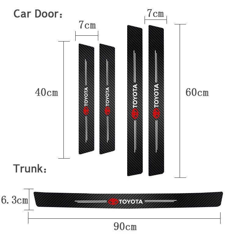 1/4/5Pcs Car Door Sill Scuff Plate Decor Carbon Fiber Stickers For Toyota GR Corolla Yaris Aygo Prius RAV4 Crown CHR Camry Auris