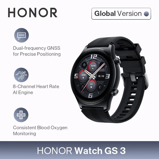 HONOR Watch GS 3 Global Version 3D-Curved Glass SmartWatch GS3 1.43" AMOLED Screen 8 Channel Accurate Health Monitoring Watch