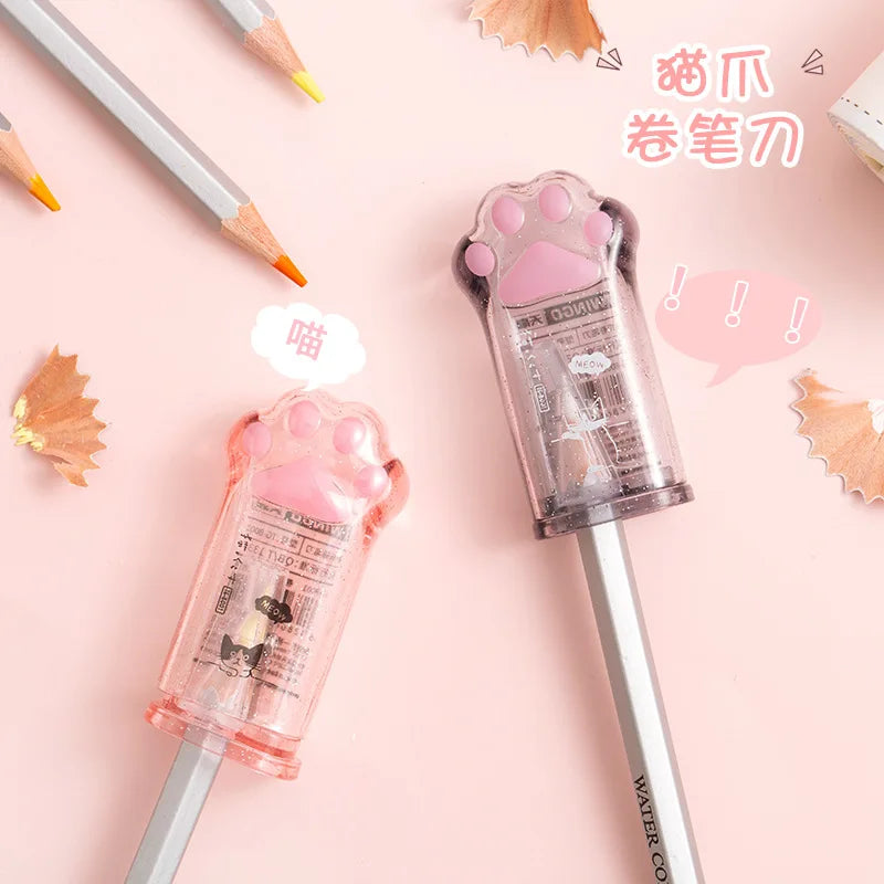 Kawaii Cat Paw Shaped Pencil Sharpener Stationery Kids Gift  Cute School Supplies  Korean Stationery