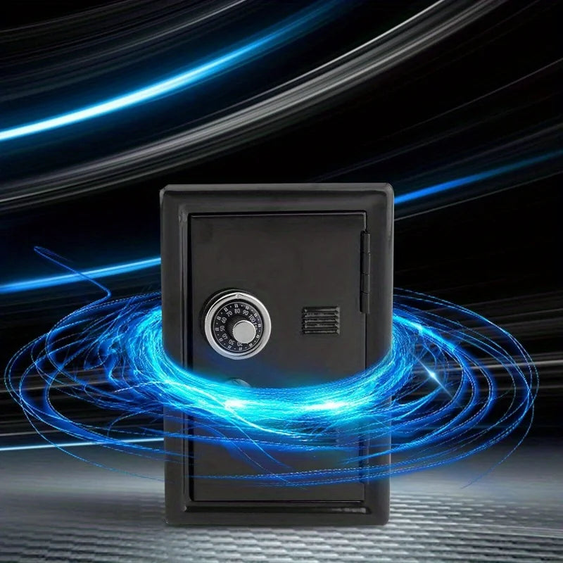 1Pc Black metal cash box with dual keys - secure coin and cash storage box