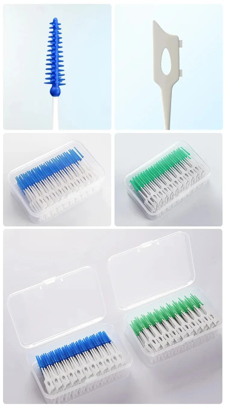 200/400pcs Interdental Silicone Brushes Dental Toothpicks Brush Between Teeth Silicone Toothpicks With Thread Oral Cleaning Tool