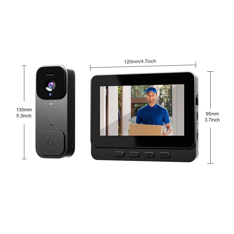 Smart video doorbell two-way intercom 4.3-inch screen Wireless Doorbell Security system Infrared night vision video Door Bell