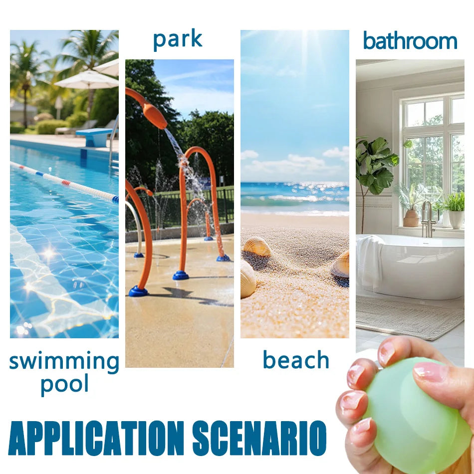 1-60P New Reusable Water Balloons Refillable Water Balloon Quick Fill Self Sealing Water Bomb Splash Balls  Swimming Pool