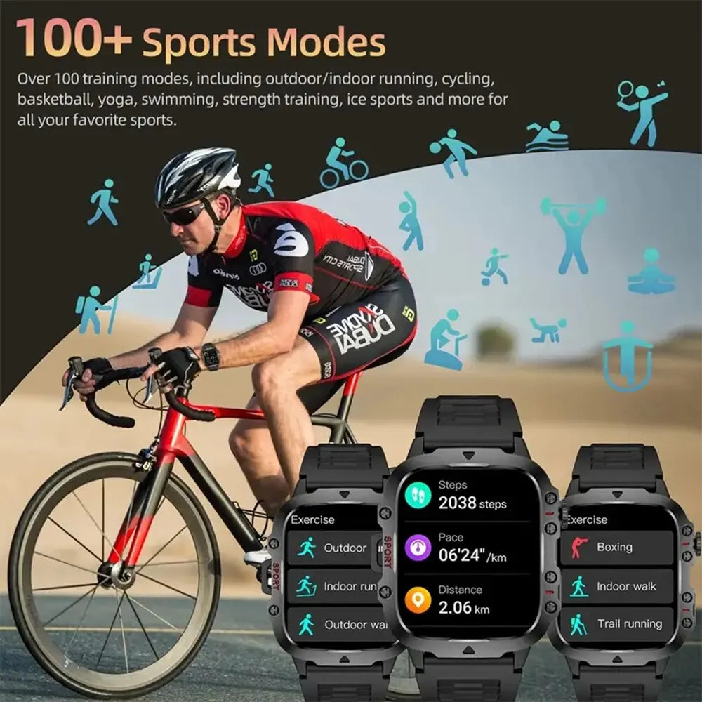 2024 Men's Smart Watch Bluetooth Call AI Voice 100+ Sport Modes 420mAh Big Battery Sports Waterproof Smart Watch for Android IOS