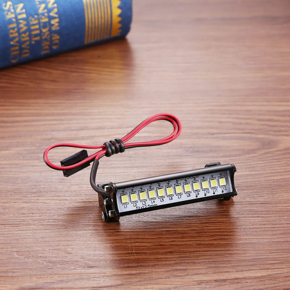 Universal 55mm 12 LED Hight Bright Light Model Truck Roof Lamp Bar for 1/10 RC Climbing Car Model Accessories