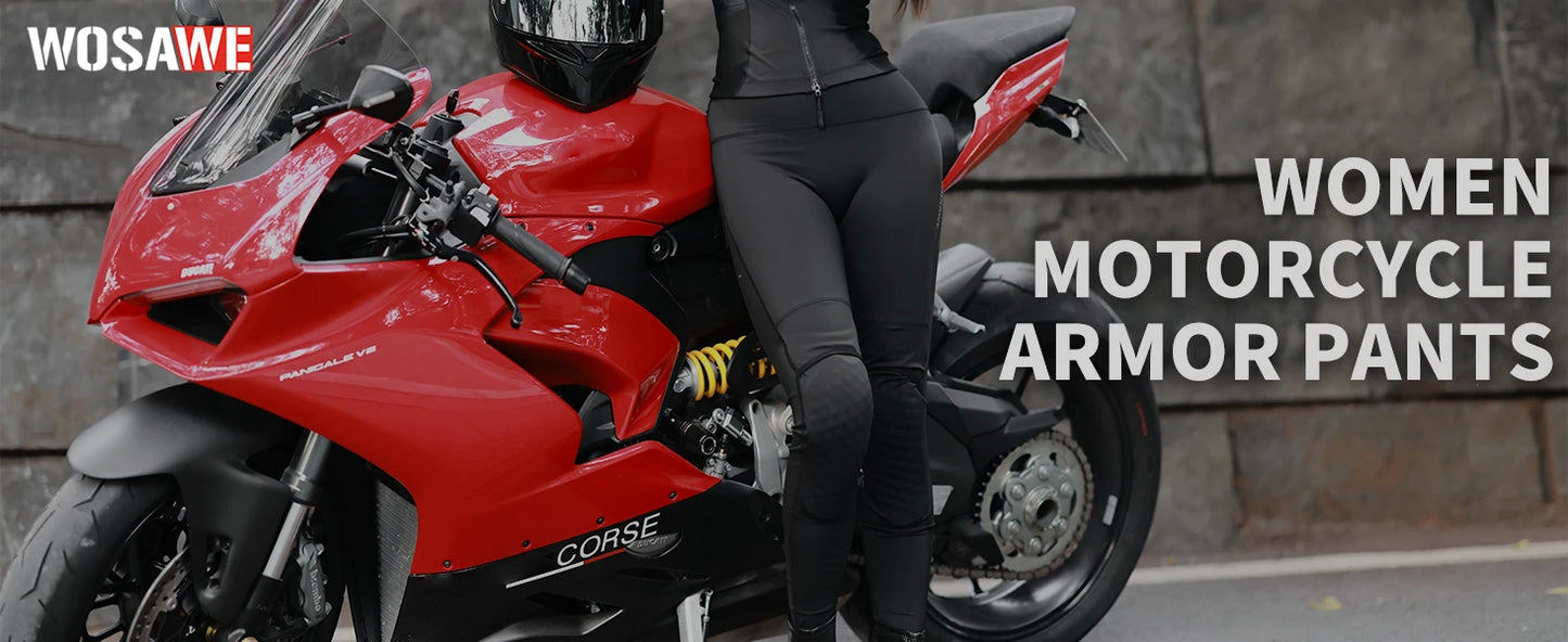 WOSAWE Women Motorcycle Soft Armor Full Body Summer Motorbike Protective Jacket Motocross Racing Pants CE Approved