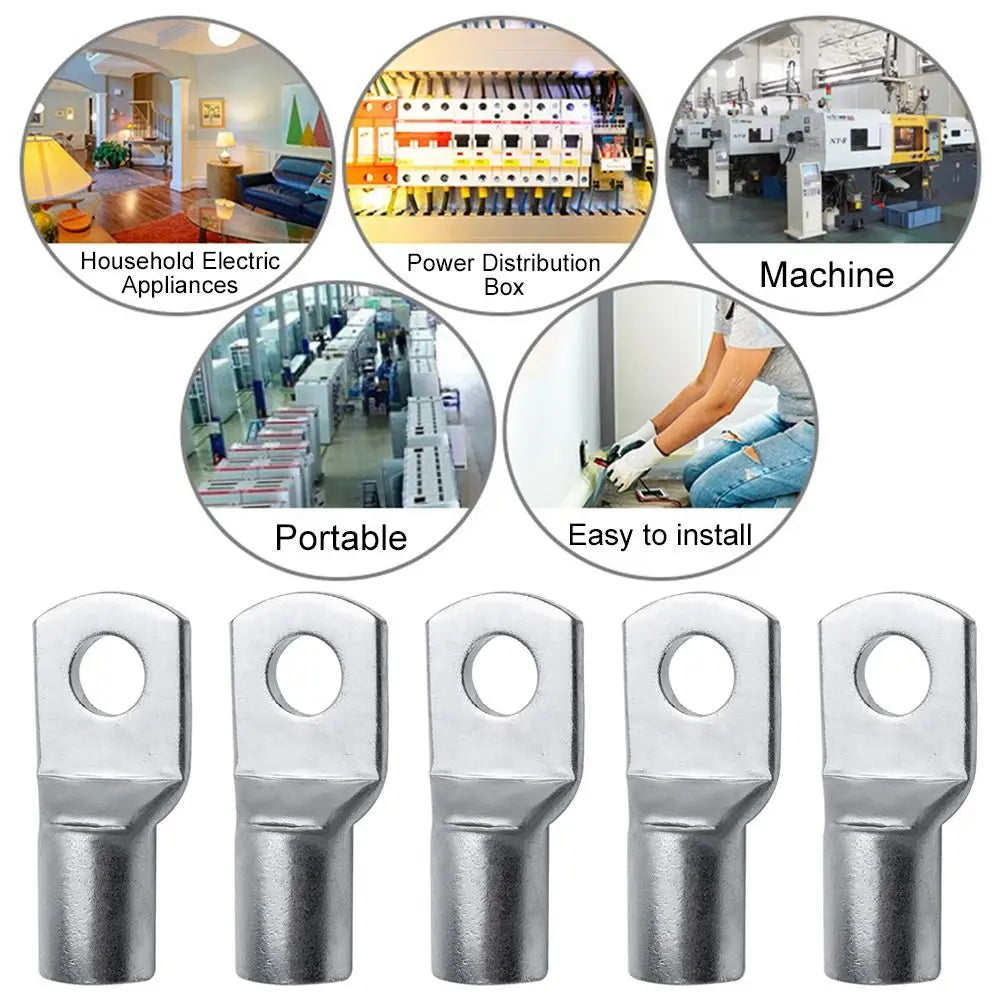 10pcs 16-35mm2 SC16-6 SC25-6 SC35-6 Tinned Copper Wire Nose Terminal Crimp SC Type Lugs Ring Cable Connector Kit