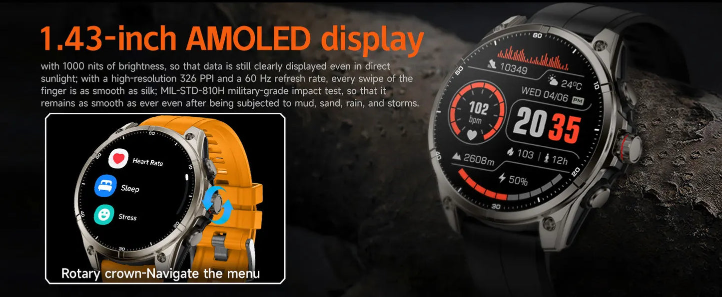 2025 New For Huawei GPS Smart Watch Men 466*466 AMOLED HD Precise GPS Compass BT Call Health Monitor IP69 Waterproof SWIM Watch