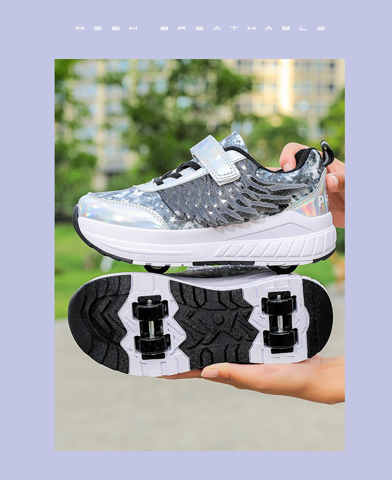 Kids Roller Skate Shoes Snickers With 4-Wheels Children Rollerskates Fashion Outdoor Sports Shoes Girls Boys Gifts