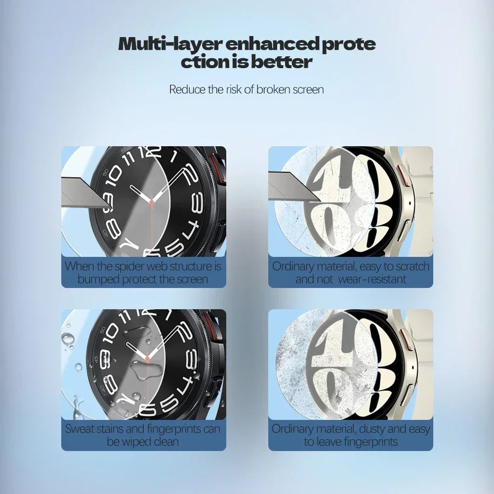 For Samsung Galaxy Watch 7 6 5 4 40/44MM Tempered Glass Screen Protector For Samsung Watch 7 44mm 40mm Protective Film Cover