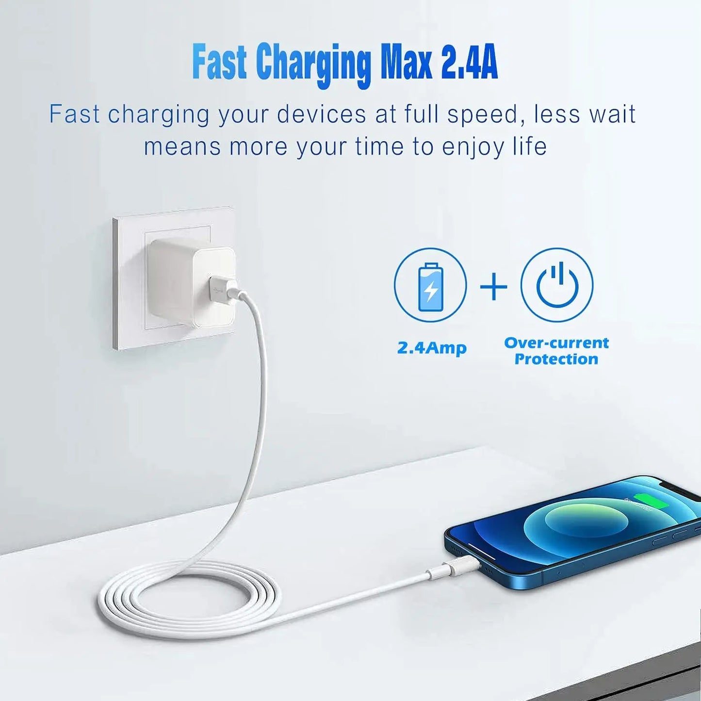 20W Fast Charing USB to L 3.3Ft Cable For iPhone 14 13 12 11 Pro 7 8 Plus Max Xr Xs X Phone Data Sync Charger Wire Cord For ios