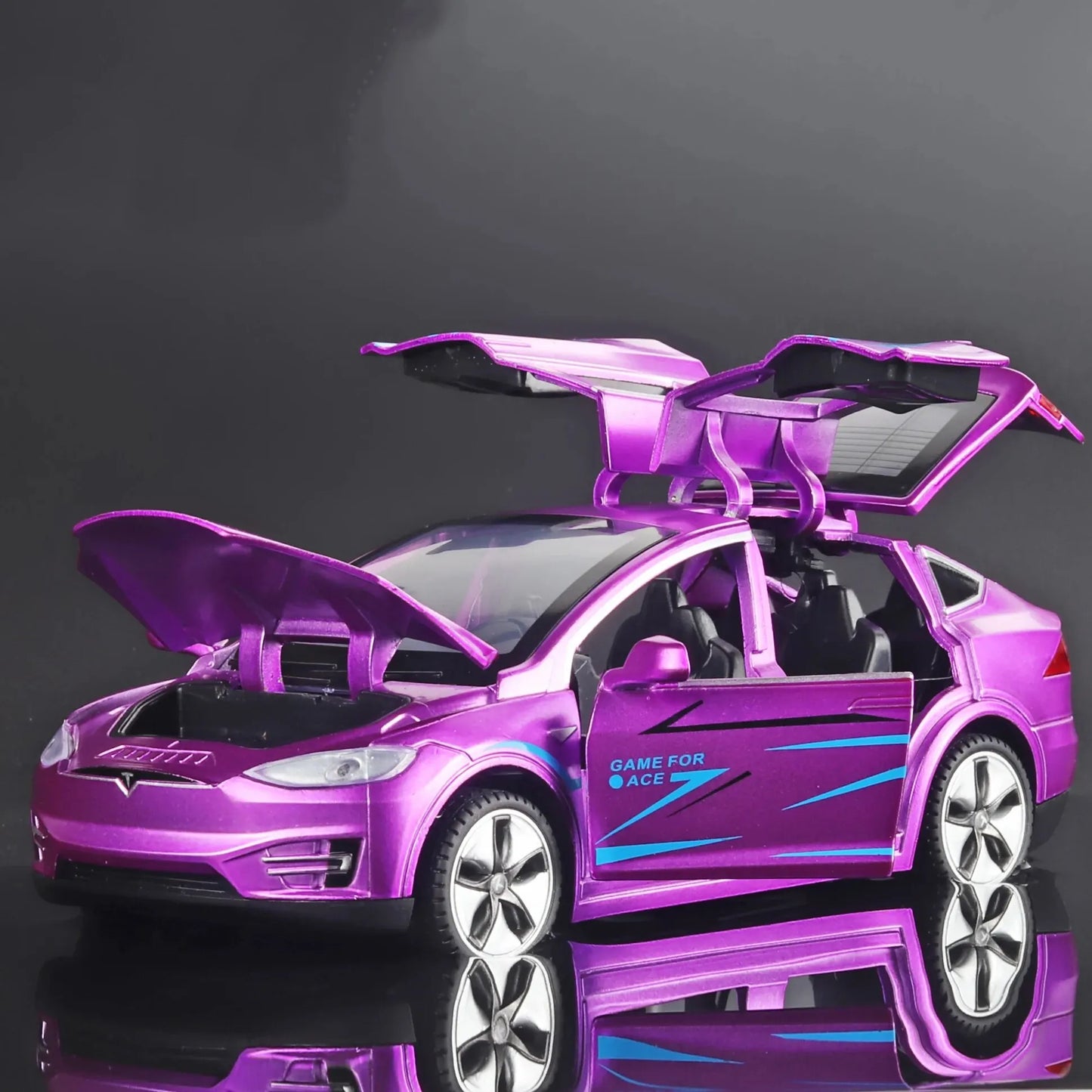 Model X Toy Car, 1:32 Zinc Alloy Diecast Car Toys for Kids, Pull Back Collectible Vehicle Toy Door Opening Scale Car Model