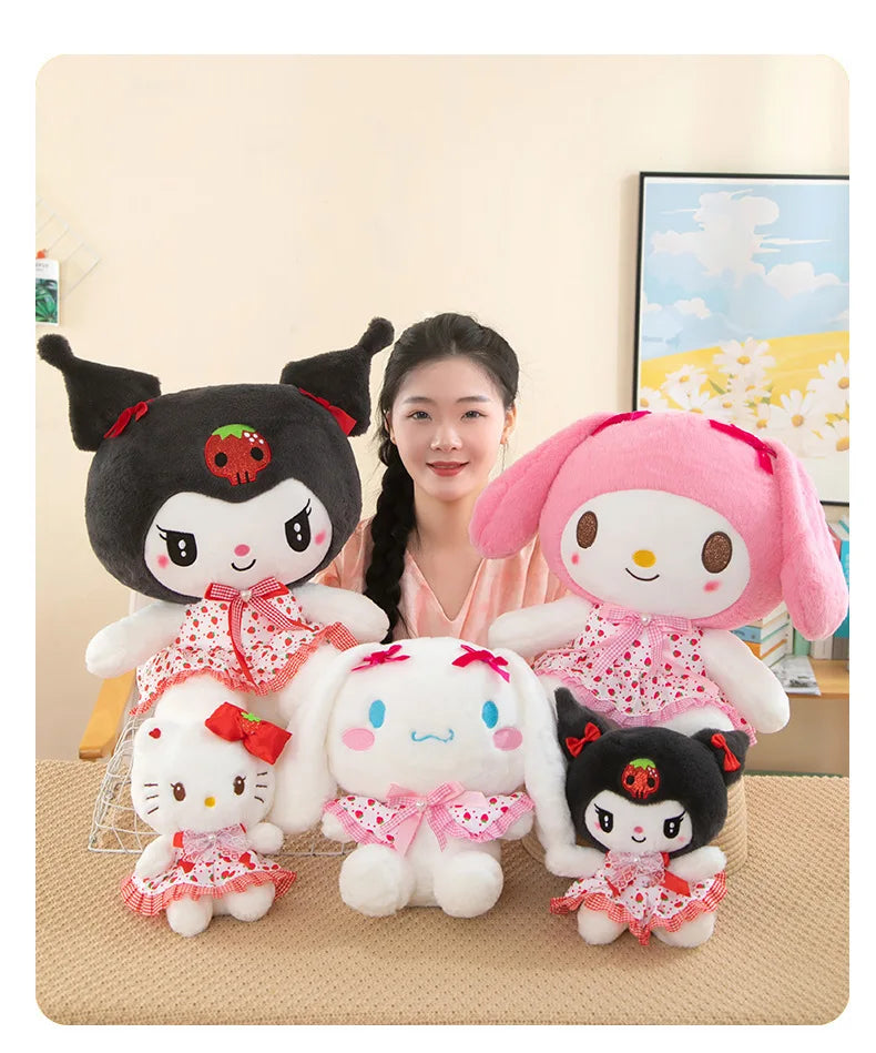 Sanrio Kuromi Hello Kitty My Melody Cute Cinnamoroll Pillow Plush Toys Plushie Keychain Stuffed Doll for Kids Christmas Gifts