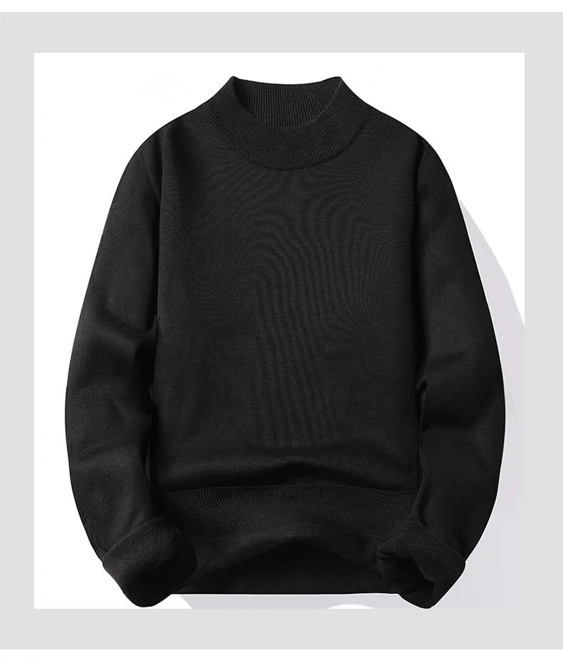 Men's Pullover Soft Sweater Winter Velvet Shirts Brand Clothing Knitted Fleece Warm Cold Blouse Slim Fit Bottom Shirts