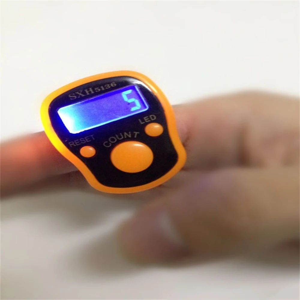 1~10PCS Finger Counter w/ Compass Islamic Tasbih Bead 5 Digital LED Electronic Handheld Tally Counter Clicker  counter ring