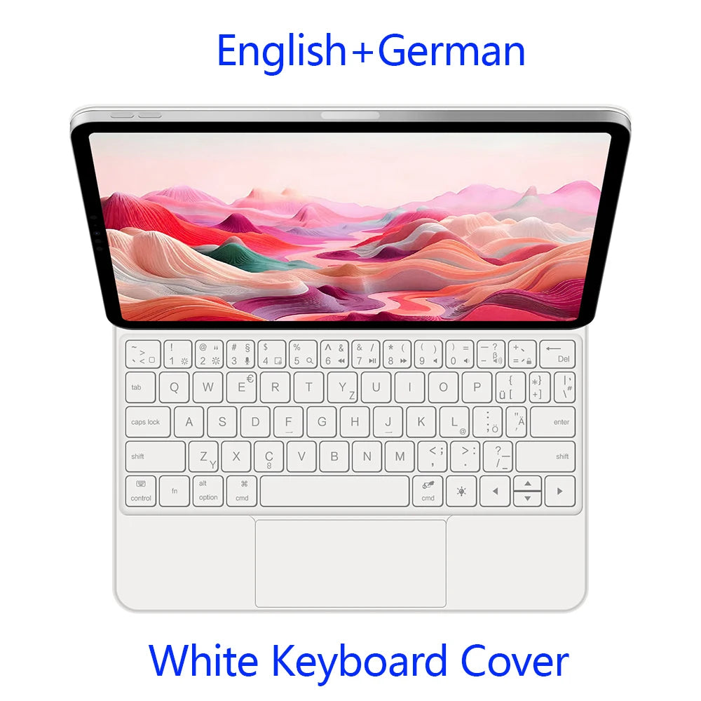 AJIUYU Magic Keyboard Folio For iPad Pro 11 inch (M4) 2024 A2836 A2837 Smart Magnetic Case Multi-touch Backlight Keyboard Cover