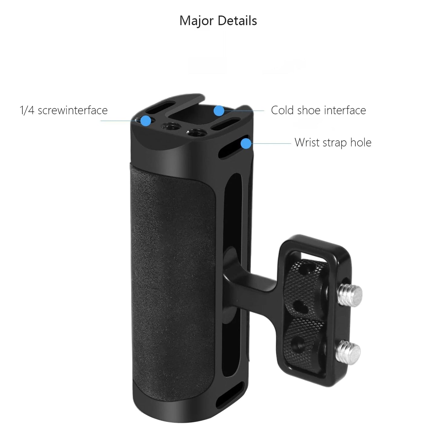 Probty Mini Side Handle Handgrip with Cold Shoe Interface and 1/4"-20 Screw Mount for DSLR/Digital Camera Cage