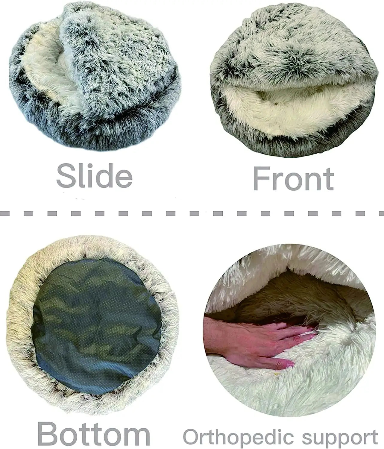 Plush Round Cat Bed Pet Mattress Warm Soft Comfortable Basket Cat Dog 2 in 1 Sleeping Bag Nest for Small Dogs