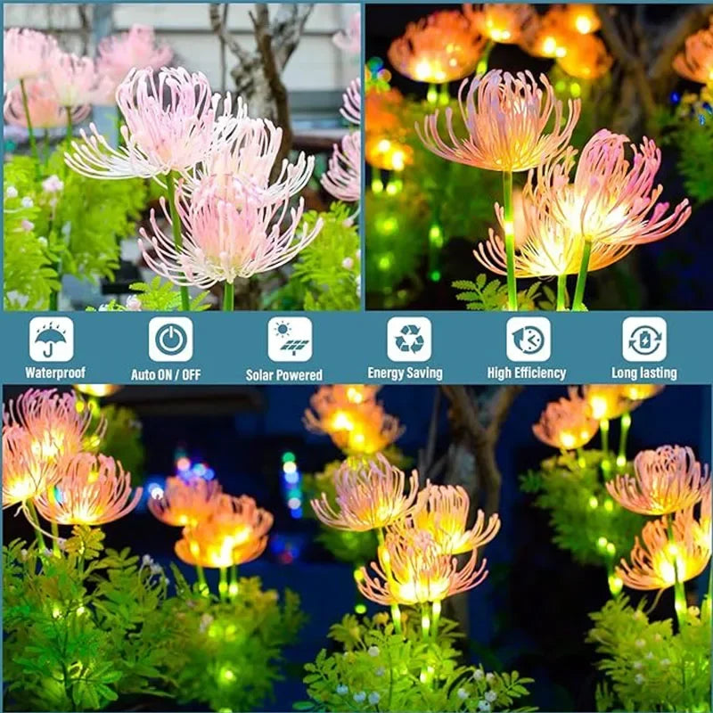 Solar Garden Lawn Lights LED Flower Lamp Outdoor Glowing Flower Decorations Yard Waterproof for Driveway Landscape Decoration