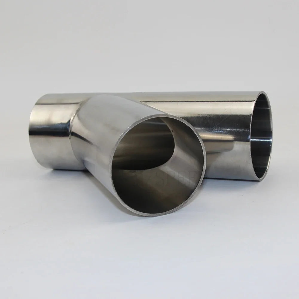 304 Stainless Steel 45 degree tee OD 19 mm-102 mm Stainless Steel  Bevel 1.5 mm 2 mm thick tube