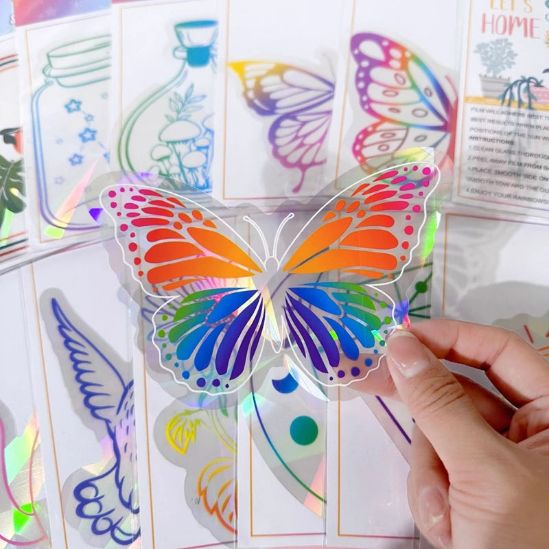 6Pcs/set Suncatcher Window Stickers Rainbow Maker PVC Glass Sticker Sun Catcher Wall Decal Art Home Bedroom Kids Room Decoration