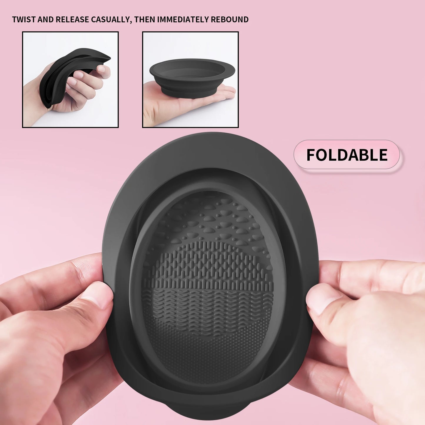 Makeup Brush Cleaning Tool,1pcs Silicone Brush Cleaner Pad Foldable Portable Cleaning Bowl For Makeup Brushes