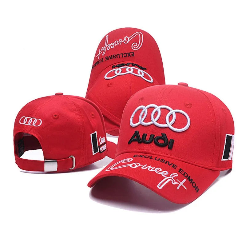 Car Embroidery Hat  For Audi SLine A4 B8 A3 A5 A6 C5 A1 A7 A8 Q5Q7 RS3 RS4 RS5 TT Outdoor Adjustable Casual Baseball Cap Sticker